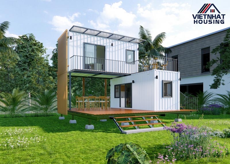 Dự án nhà lắp ghép 2 tầng không gian mở cho khu homestay cực ấn tượng