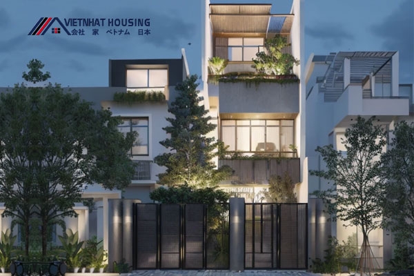 Nhà khung thép 3 tầng giếng trời đẹp, thoáng mát