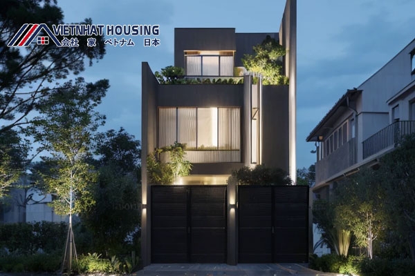 Thiết kế nhà phố khung thép 3 tầng theo phong cách hiện đại